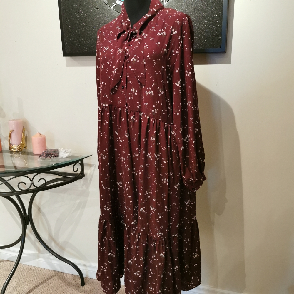 Vintage Style Long Sleeve Floral Print Autumn Dress - Picture 11 of 15